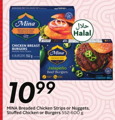 MINA Breaded Chicken Strips or Nuggets, Stuffed Chicken or Burgers