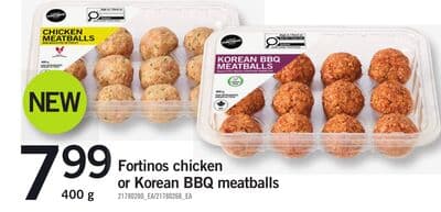 FORTINOS CHICKEN MEATBALLS OR KOREAN BBQ MEATBALLS, 400 g