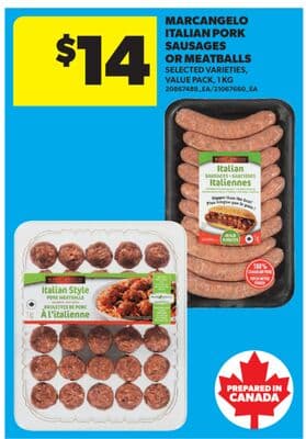MARCANGELO ITALIAN PORK SAUSAGES OR MEATBALLS, 1 KG