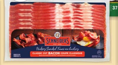 SCHNEIDERS OR MAPLE LEAF BACON OR BOLOGNA 65-375 G MAPLE LODGE OR ZABIHA HALAL CHICKEN BACON 375 G