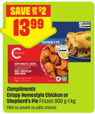 Compliments Crispy Homestyle Chicken or Shepherd's Pie Frozen 900 g-1 kg