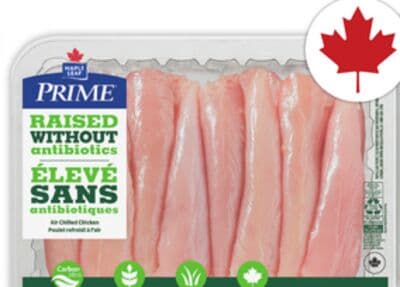PRIME RAISED WITHOUT ANTIBIOTICS FRESH BONELESS SKINLESS CHICKEN BREAST THIN SLICES OR FILLETS