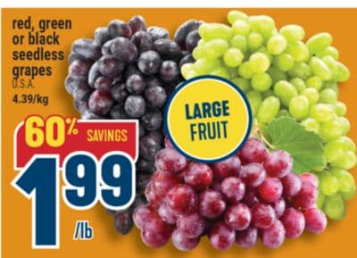 red, green or black seedless grapes