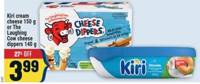 Kiri cream cheese 150 g or The Laughing Cow cheese dippers 140 g