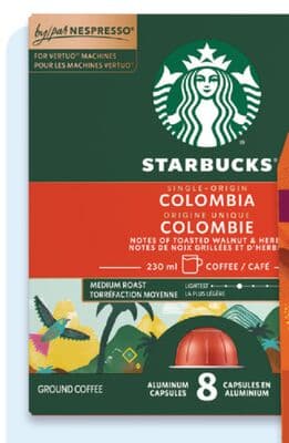 Starbucks Nespresso Vertuo pumpkin spice or Colombia coffee pods