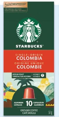 Starbucks by Nespresso blonde espresso roast 53 g or Colombia 57 g ground coffee