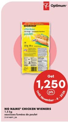 NO NAME® CHICKEN WIENERS, 1.5 KG